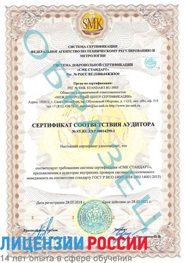Образец сертификата соответствия аудитора №ST.RU.EXP.00014299-1 Биробиджан Сертификат ISO 14001